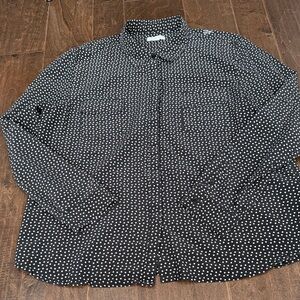 Garnet Hill Black and White Polka Dot Button-Down Blouse